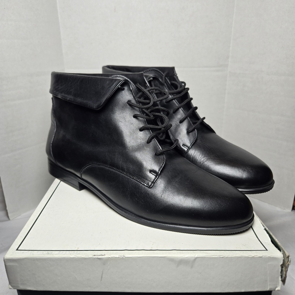 Vtg 90s Hunt Club Black Leather Ankle Bootie Kerry Womens 9 Made In Italy Retro